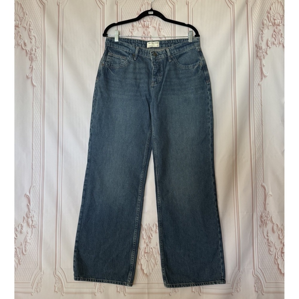 We the Free Tennessee Low-Rise Boyfriend Jeans Sz 29X30 Blue Button Fly Boho
